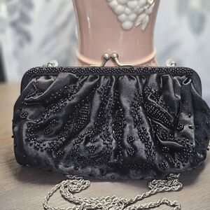 Vintage 1970s La Regale Black Beaded Purse